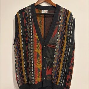 Vintage 80s Patterned Multicolored Knit Vest